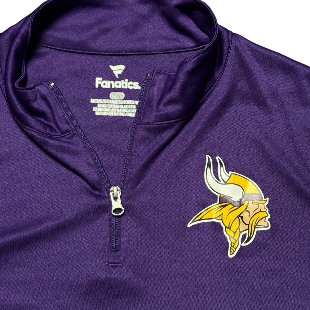 Fanatics Minnesota Vikings Purple 1/4 Zip Pullover Long Sleeve Mens Large - Picture 3 of 4